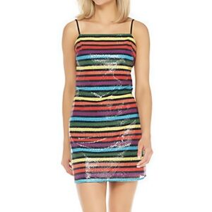 WAYF Rainbow Sequin Stripe Mini Dress – Size Small – Pride Ready